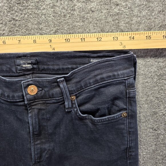 Citizens Of Humanity Jeans Womens 28 Black Rocket Crop High Rise Skinny Cropped - Picture 7 of 10